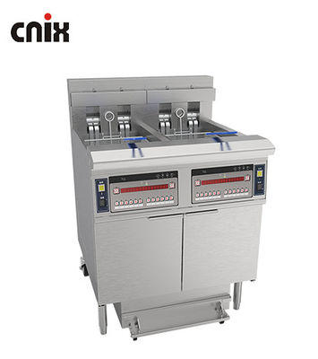28.6kw double réservoir grande capacité panneau d'ordinateur numérique électrique &amp; gaz puces machine à frire ouverte