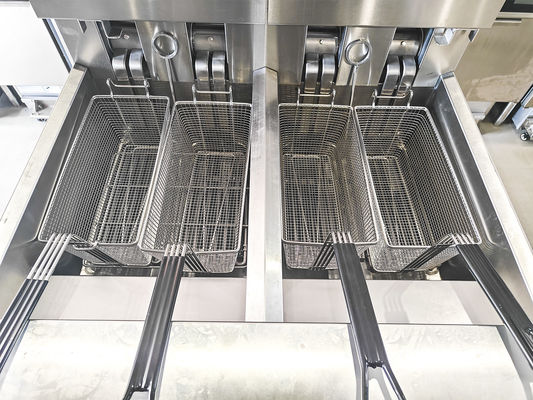 28.6kw double réservoir grande capacité panneau d'ordinateur numérique électrique &amp; gaz puces machine à frire ouverte