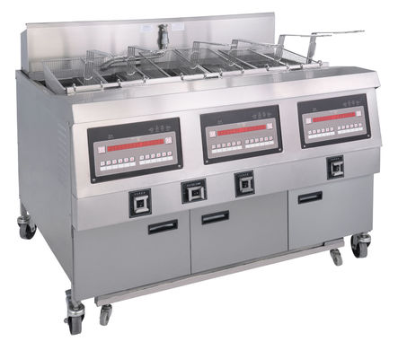 Trois pots six paniers panneau électrique numérique de l'ordinateur ouverte friteuse avec filtration d'huile