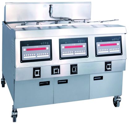 Trois pots six paniers panneau électrique numérique de l'ordinateur ouverte friteuse avec filtration d'huile