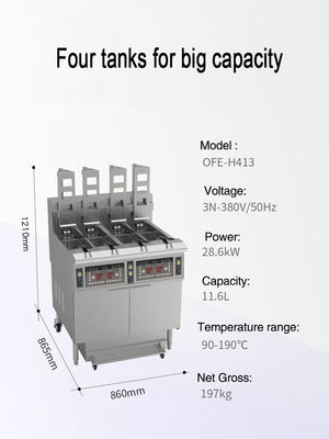 Auto-lift 4 pots 4 paniers Panneau informatique numérique électrique friteuse ouverte Équipement de friture commercial
