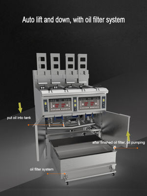 Auto-lift 4 pots 4 paniers Panneau informatique numérique électrique friteuse ouverte Équipement de friture commercial