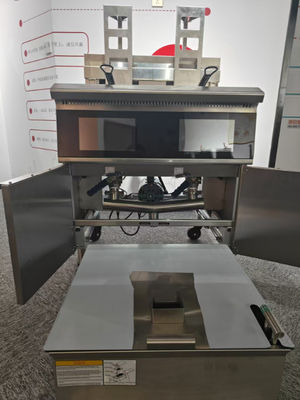 Écran tactile Panneau intelligent Filtrage automatique de l'ascenseur Deux pots Quatre paniers 304SUS Friteuse électrique à gaz ouverte