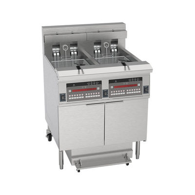 380V 28kw Double réservoirs Quatre paniers panneau numérique électrique &amp; gaz puces machine à frire ouverte 15L*2