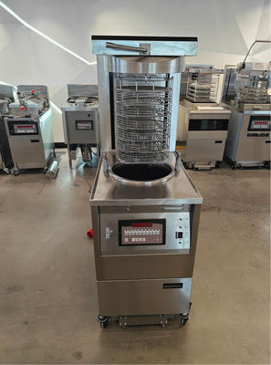 6HD électrique 12KW 380V 28L 6 plateau de friture grande productivité ronde ascenseur automatique broaster poulet friteuse sous pression