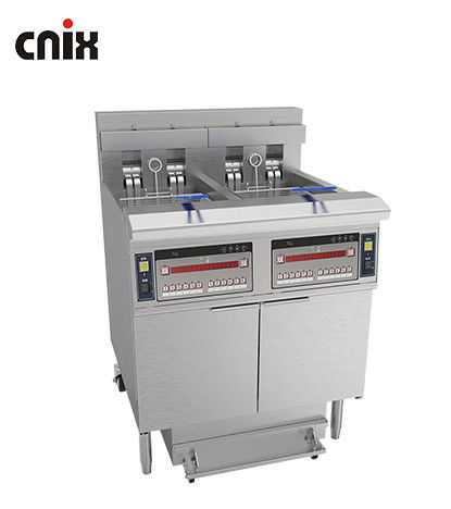 28.6kw double réservoir grande capacité panneau d'ordinateur numérique électrique &amp; gaz puces machine à frire ouverte