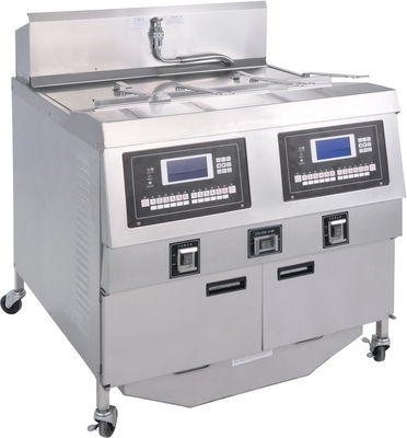 Deux pots quatre paniers 304SUS puces à gaz Commercial Open Deep LCD Panel friteuse à huile