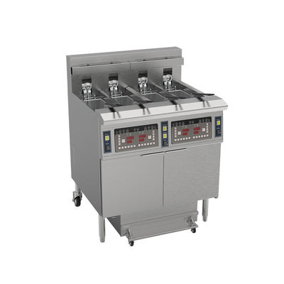 Quatre pots Quatre paniers avec système de filtre à huile 304SUS Ventless puces KFC profondes puces électriques Friteuse à puces ouvertes pour machine à cuisiner